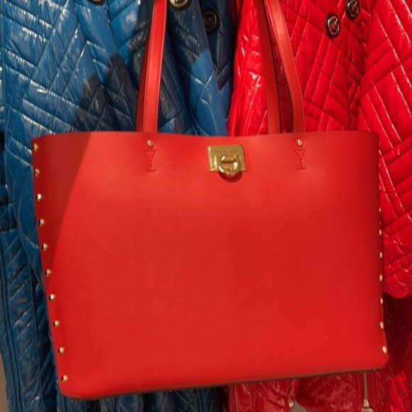 Michael Kors Manhattan Large Tote Leather Color Flame - Picture 15 of 16